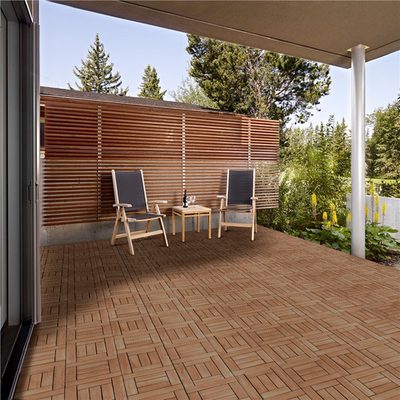 Yaheetech 12" x 12" Fir Wood Interlocking Floor Tiles, Pack of 27