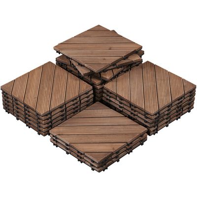 Yaheetech 12" x 12" Fir Wood Interlocking Deck Tiles
