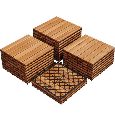 Yaheetech Acacia Natural Wood Interlocking Deck Tiles
