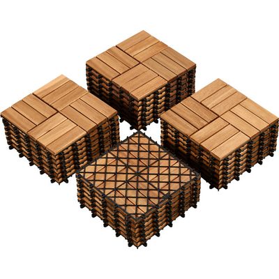 Yaheetech Natural Acacia Wood Interlocking Deck Tiles 12" x 12"