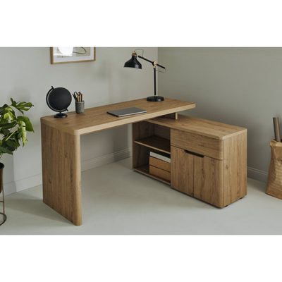 Cuuba 55.12" L-Shaped Modular Writing Desk with Storage Cabinet