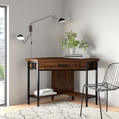 Ironcraft Solid Wood Corner Computer Desk