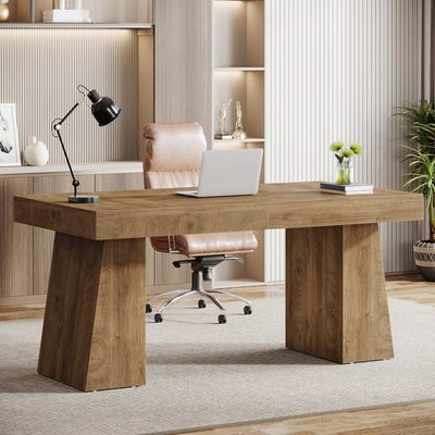 Wolbach 55" Executive Desk with Double Trapezoid Base