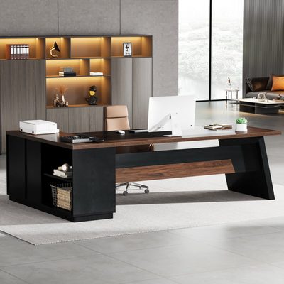 L-Shaped Executive Office Desk with Drawers