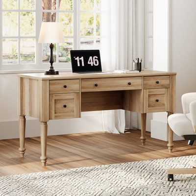 Scarlett Farmhouse 56" Executive Desk with 5 Drawers and Charging Station