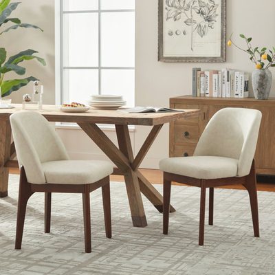 Bason Faux Leather Upholstered Dining Chairs, Set of 2