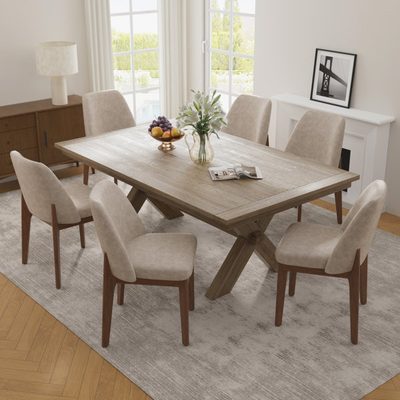 Bason Upholstered Faux Leather Dining Chairs, Set of 6