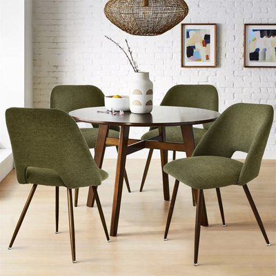 Aunnika 19" Upholstered Walnut Dining Chairs, Set of 4