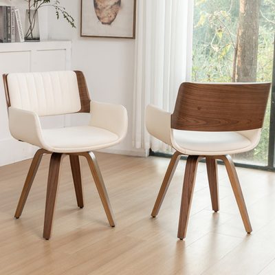 Hitney Faux Leather Swivel Dining Armchairs
