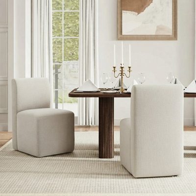 Bralan Polyester Blend Upholstered Side Dining Chair with Casters