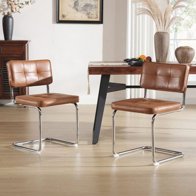 Marlow Mid-Century Modern Tufted Faux Leather Side Dining Chair
