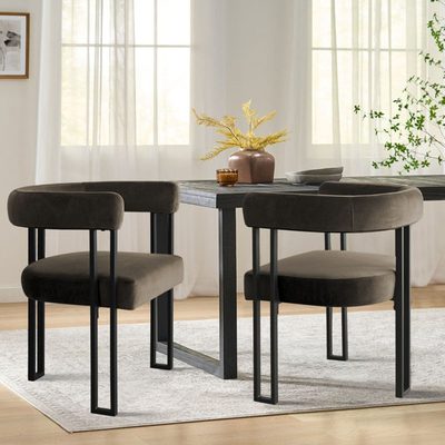 18" Seat Height Upholstered Velvet Dining Armchair