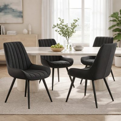 Modern Tech Fabric Dining Chairs with Sofa-Level Cushioning