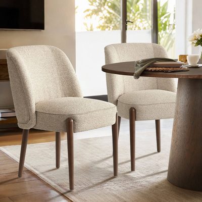 Upholstered Side Dining Chairs with Solid Wood Legs
