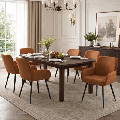 Upholstered Chenille Dining Chairs with Metal Legs