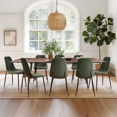 9-Piece Extendable Dining Table Set with 8 Upholstered Chairs