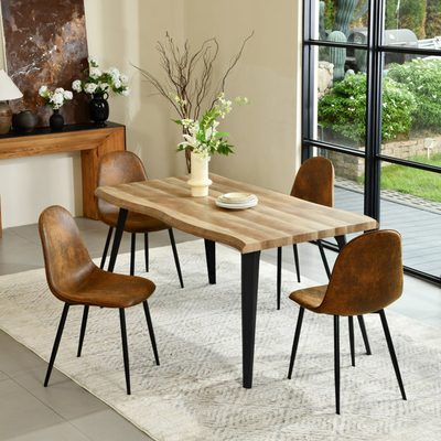Shivani 5-Piece Modern Dining Set with Rectangular Wood Table