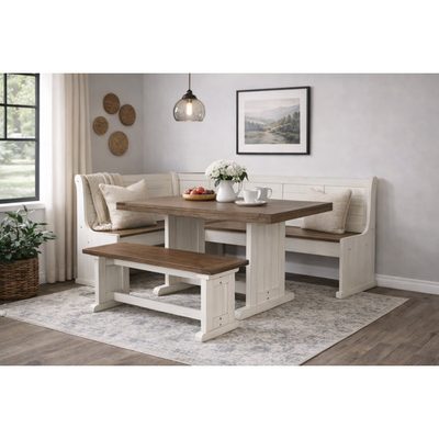 Villepinte 4-Piece Solid Wood Breakfast Nook Dining Set