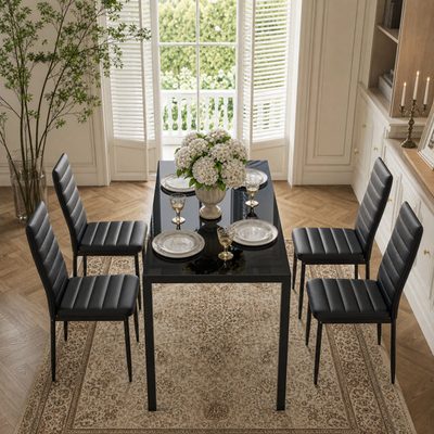 Latoyta Modern 5-Piece Rectangular Glass Top Dining Set