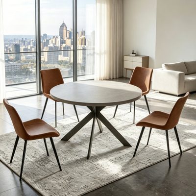 46" Pedestal Round Dining Table Set