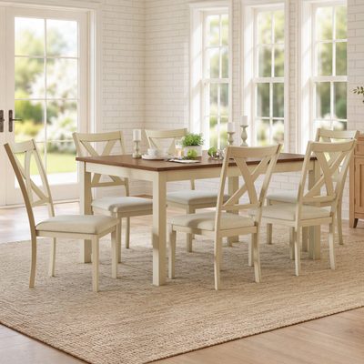 Deral 6-Person Farmhouse Rectangular Solid Wood Dining Set