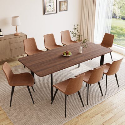 8-Person Modern Oak Extendable Dining Set