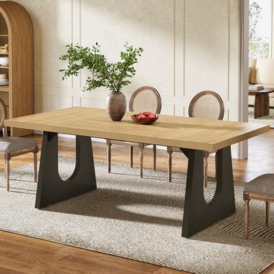 70.8" Modern Rectangular Wood Dining Table for 6-8