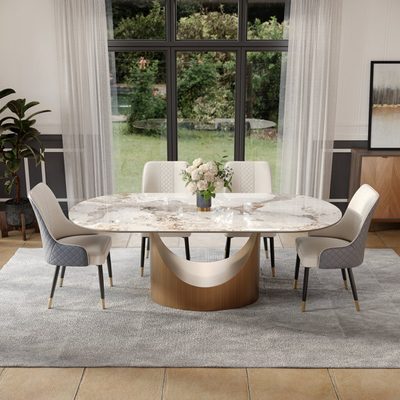 Modern Minimalist Oval Sintered Stone Dining Table