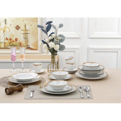 Porcelain China Dinnerware Set, 24-Piece Service for 4