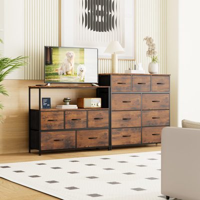 9-Drawer Fabric Dresser with 5-Drawer Chest