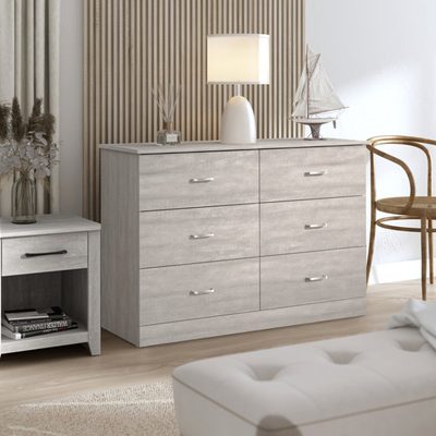 Allyannah 47" 6-Drawer Double Dresser with Interlocking Drawers