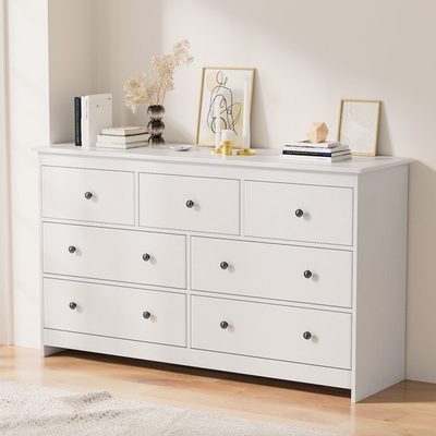 Marizela 55" 7-Drawer White Dresser