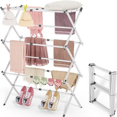 Large Capacity Metal Folding Clothes Drying Rack
