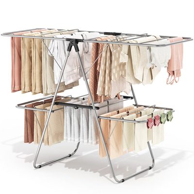 Height-Adjustable Clothes Drying Rack with 4 Wings