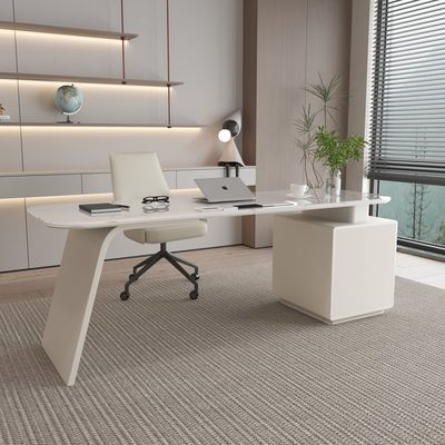 Holton Modern Stone Executive Desk with Storage