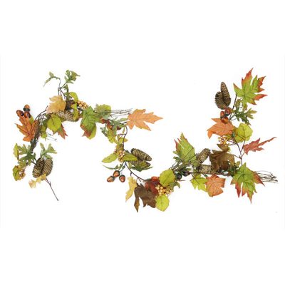 6' Autumn Harvest Leaf and Acorn Artificial Garland