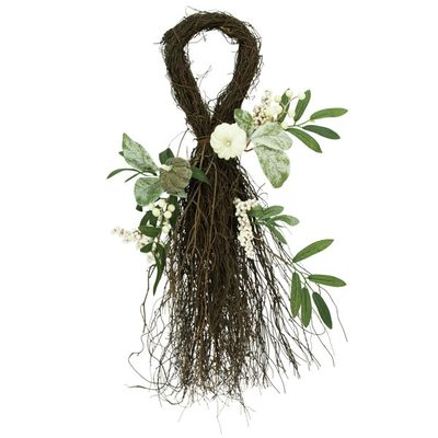 24" Pumpkins and Berries Fall Harvest Twig Teardrop Swag