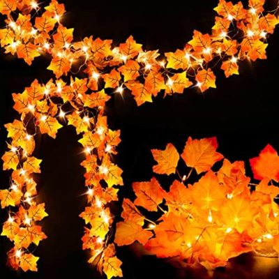 Lighted Fall Garland with 40 LEDs, 2-Pack