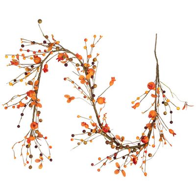 5' Autumn Harvest Berries and Leaves Rustic Twig Garland