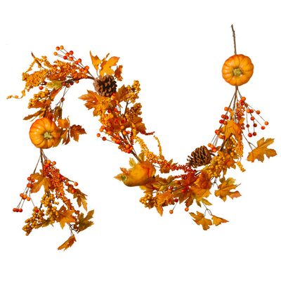 72" Maple Leaf and Pumpkins Garland