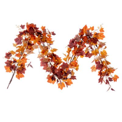 60" Artificial Orange Fall Maple Leaf Garland