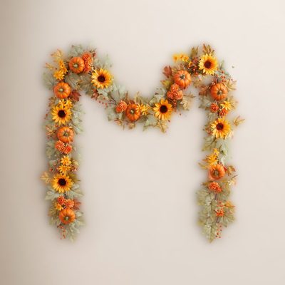 Autumn Harvest Garland with Pumpkin and Berry Accents