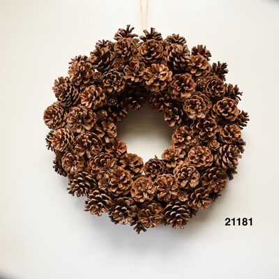 18" Farmhouse Fall Pinecone Wreath for Front Door