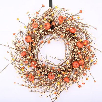 24" Faux Fall Pumpkin Berry Wreath for Front Door