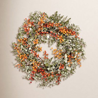 24" Artificial Eucalyptus Berry Fall Front Door Wreath