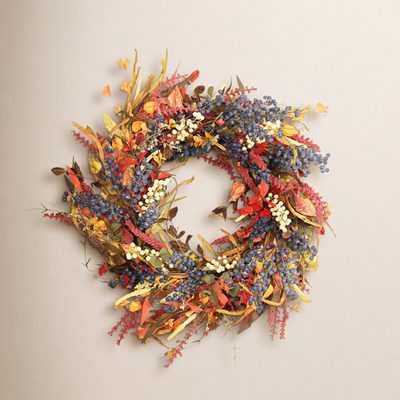 24" Farmhouse Twig Harvest Blossom and Berry Front Door Wreath