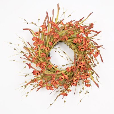 24" Farmhouse Fall Harvest Blossom Daisy Grass Front Door Wreath