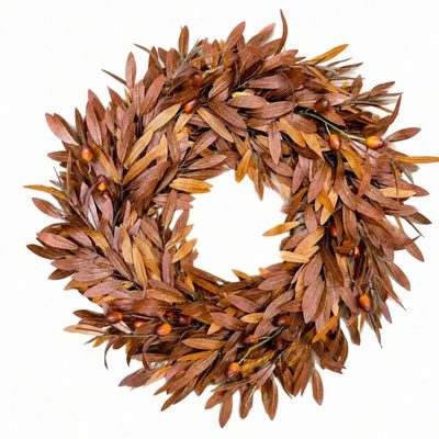 24" Artificial Eucalyptus Autumn Wreath for Front Door