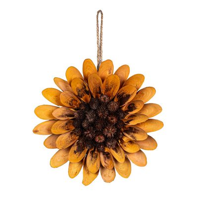 Harvest Blossom Wreath with Wood Curl Sunflowers