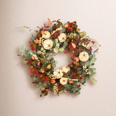 26" Handcrafted Fall Pumpkin Front Door Wreath